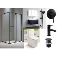 Bathroom Combo Misty 900mm Black Wall Hung Vanity - Plywood 100% Water Proof